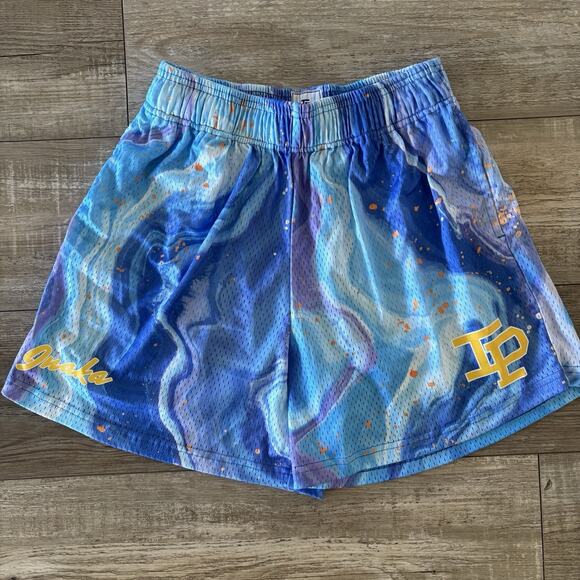 Inaka Power Ocean Waves Drawstring Workout Shorts Blue Mens Size M Weightlifting - Picture 1 of 10